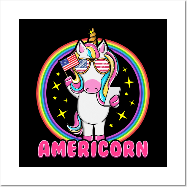 Funny Americorn T-shirt Wall Art by KsuAnn